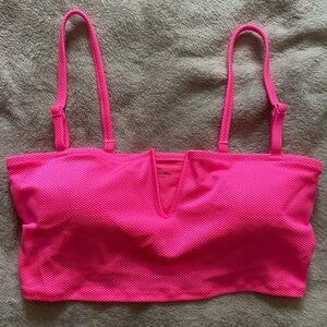 aerie Bright Hot Pink V-Notch Bandeau Bralette like new.